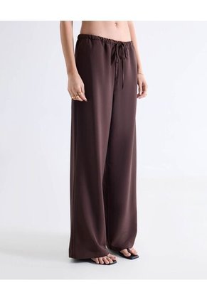Pantalón Tiro Medio Con Cordón  Para Mujer Café Seven Seven