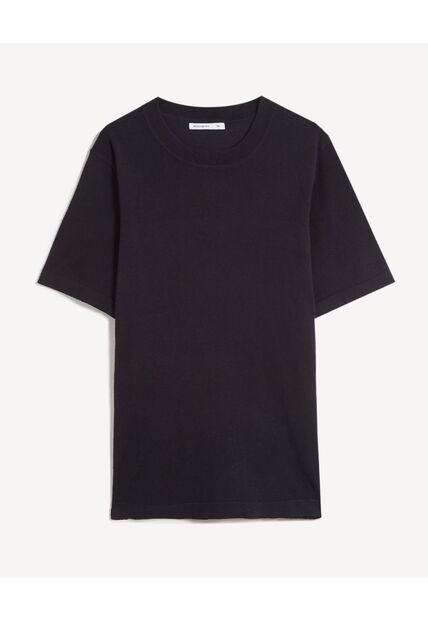 Camiseta De Punto Con Cuello Mao  Para Hombre Negro Seven Seven