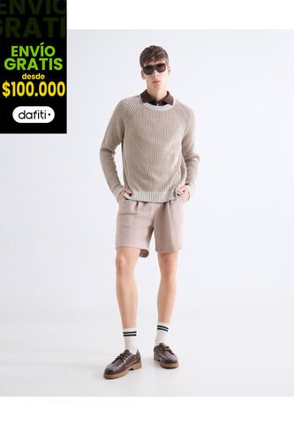 Bermuda  Para Hombre Regular Corto Color Beige Marca Seven Seven #45100773 Seven Seven