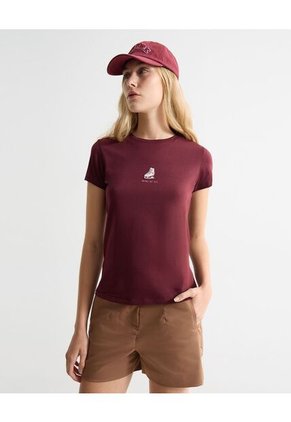 Camiseta Para Mujer Manga Corta Cuello Redondo Color Vino Marca Seven Seven #28096375