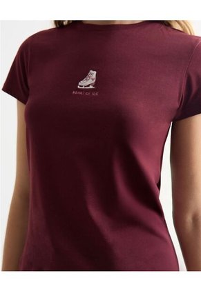 Camiseta Para Mujer Manga Corta Cuello Redondo Color Vino Marca Seven Seven #28096375