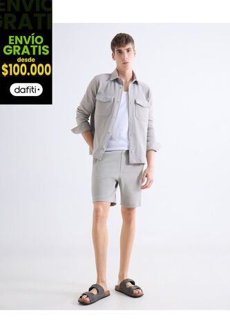 Bermuda  Para Hombre Regular Corto Color Gris Marca Seven Seven #45100742 Seven Seven