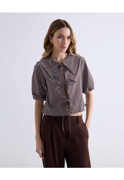 Blusa  Para Mujer Manga Corta Color Café Marca Seven Seven #28124122