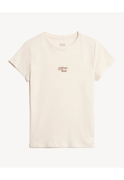 Camiseta Para Mujer Manga Corta Cuello Redondo Color Crudo Marca Seven Seven #28096374