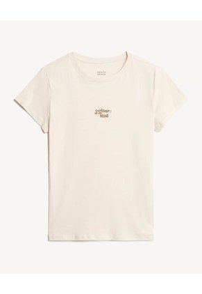 Camiseta Para Mujer Manga Corta Cuello Redondo Color Crudo Marca Seven Seven #28096374