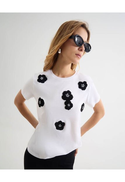 Camiseta Para Mujer Manga Corta Cuello Redondo Color Crudo Marca Seven Seven #28096365