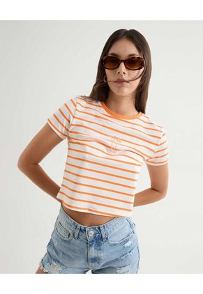 Camiseta Para Mujer Manga Corta Cuello Redondo Color Naranja Marca Seven Seven #28096293