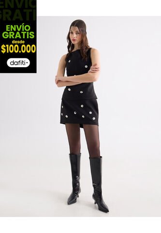 Falda  Para Mujer Corto Color Negro Marca Seven Seven #28140976 Seven Seven