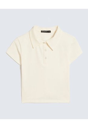 Polo Para Mujer Manga Corta Color Crudo Marca Seven Seven #28110008