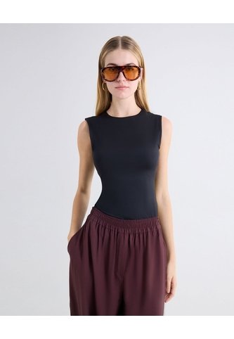 Camiseta Acanalada Escote Redondo  Para Mujer Negro Seven Seven Seven Seven
