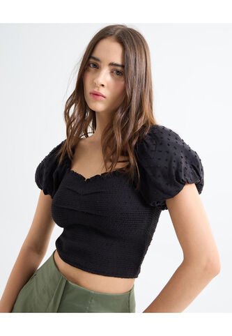 Blusa Para Mujer Manga Corta Color Negro Marca Seven Seven #28124004 Seven Seven