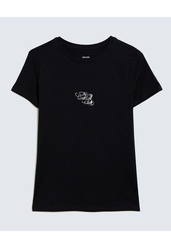 Camiseta Para Mujer Manga Corta Color Negro Marca Seven Seven #28096092 Seven Seven