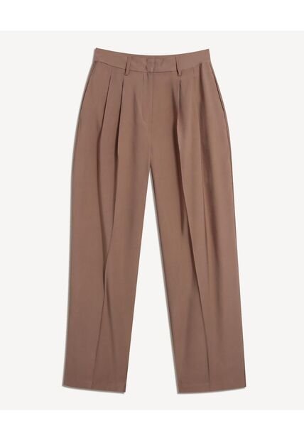 Pantalón Sastrero De Pinzas  Para Mujer Café Seven Seven