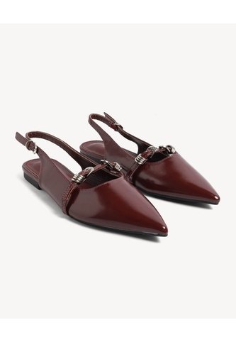 Baletas Punta Fina Con Hebilla  Para Mujer Vino Seven Seven Seven Seven