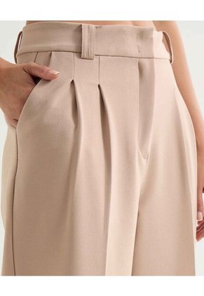 Pantalón Recto Con Pinzas  Para Mujer Beige Seven Seven