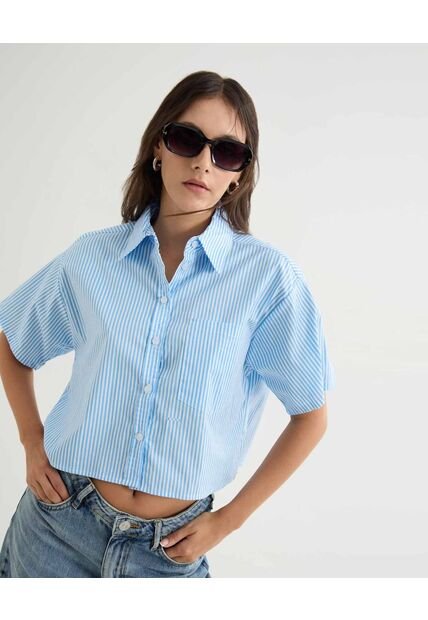 Blusa Para Mujer Manga Corta Color Azul Claro Marca Seven Seven #28124010