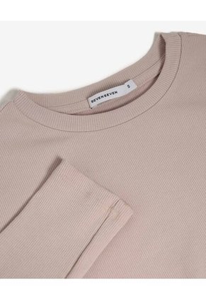 Camiseta Para Mujer Manga Larga Cuello Redondo Color Avena Marca Seven Seven #28096393