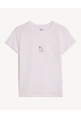 Camiseta Para Mujer Manga Corta Cuello Redondo Color Blanco Marca Seven Seven #28096376 Seven Seven
