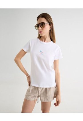 Camiseta Para Mujer Manga Corta Cuello Redondo Color Blanco Marca Seven Seven #28096376