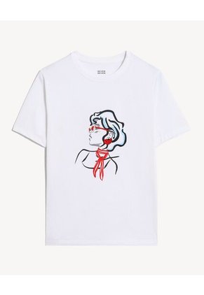 Camiseta Para Mujer Manga Corta Cuello Redondo Color Blanco Marca Seven Seven #28097543