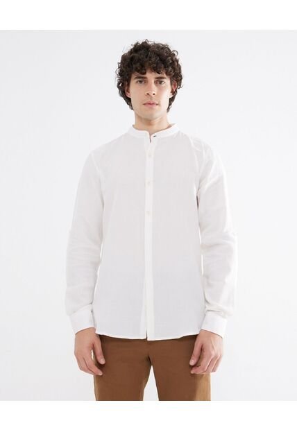 Camisa Para Hombre Manga Larga  Color Marfil Marca Seven Seven #45012067