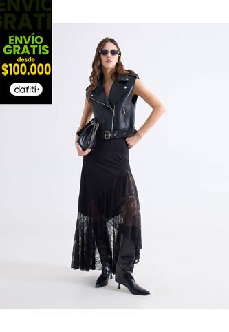 Falda Para Mujer Largo Color Negro Marca Seven Seven #28140961 Seven Seven