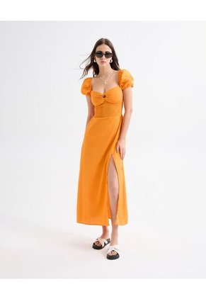 Vestido Para Mujer M/C Largo Color Naranja Marca Seven Seven #28171359