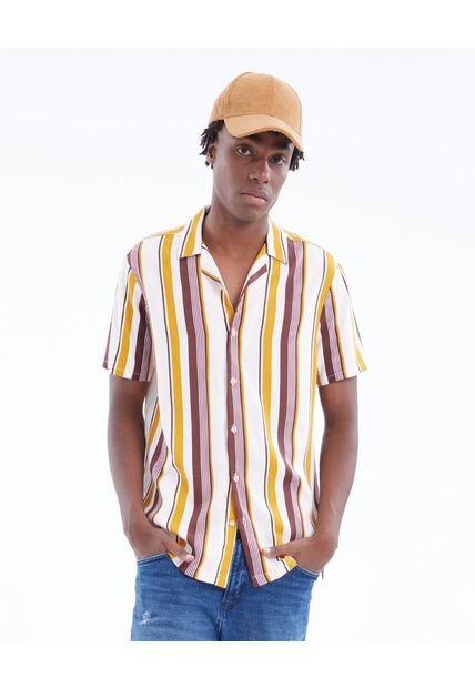 Camisa  Para Hombre Manga Corta Sin Bolsillo Color Vino Marca Seven Seven #45011892