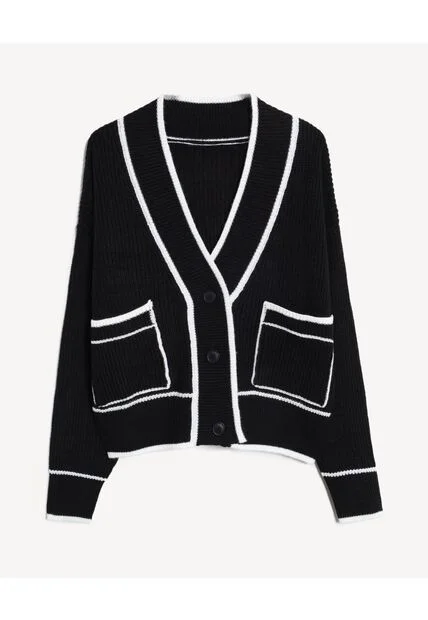 Saco  Para Mujer Cuello V Color Negro Marca Seven Seven #28330688