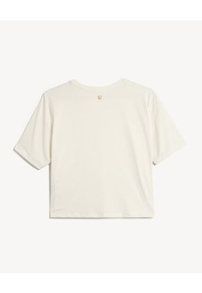 Camiseta  Para Mujer Manga Corta Cuello Redondo Color Marfil Marca Seven Seven #28096499