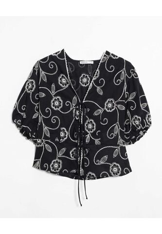 Blusa  Para Mujer Manga Corta Color Negro Marca Seven Seven #28124150 Seven Seven