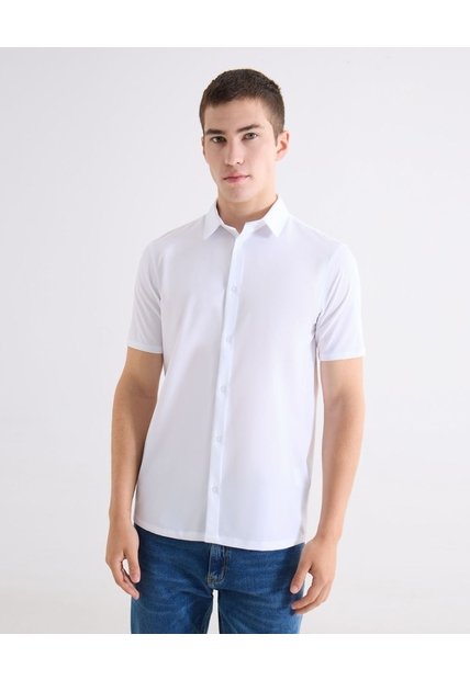 Camisa  Para Hombre Manga Corta Sin Bolsillo Cuello C Color Blanco Marca Seven Seven #45017718