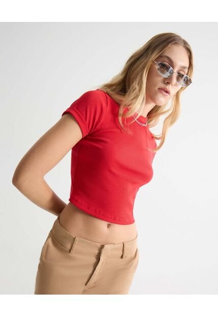 Camiseta Para Mujer Manga Corta Cuello Redondo Color Rojo Marca Seven Seven #28096385