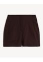 Short Tejido Plano Con Pinzas  Para Mujer Café Seven Seven de Seven Seven