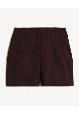 Short Tejido Plano Con Pinzas  Para Mujer Café Seven Seven Seven Seven