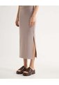 Falda Midi Acanalada  Para Mujer Taupe Seven Seven de Seven Seven