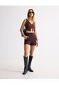 Short Tejido Plano Con Pinzas  Para Mujer Café Seven Seven de Seven Seven