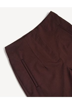 Short Tejido Plano Con Pinzas  Para Mujer Café Seven Seven