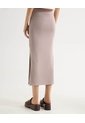 Falda Midi Acanalada  Para Mujer Taupe Seven Seven de Seven Seven
