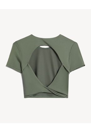 Crop Top Con Escote Trasero  Para Mujer Verde Seven Seven