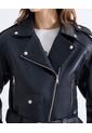 Chaqueta Biker De Cuero Sintético  Para Mujer Negro Seven Seven de Seven Seven