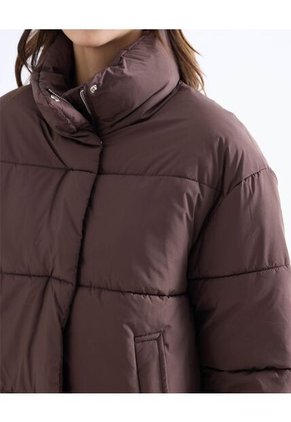 Chaqueta Acolchada Cuello Alto  Para Mujer Café Seven Seven