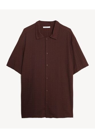 Camisa  Para Hombre Manga Corta Sin Bolsillo Cuello C Color Café Marca Seven Seven #45012233 Seven Seven