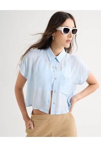 Blusa Para Mujer Manga Corta Color Azul Marca Seven Seven #28124016 Seven Seven