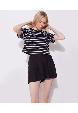 Seven Seven - Camiseta Mujer Seven M/C Negro Algodón