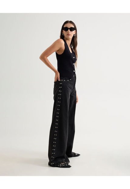 Jean Para Mujer Wide-Leg Color Negro Marca Seven Seven #28160940