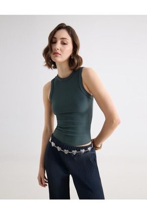 Camiseta Para Mujer Manga Sisa Cuello Redondo Color Verde Marca Seven Seven #28096390