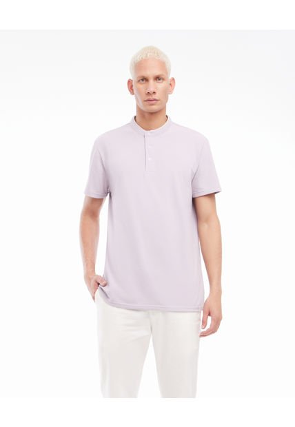Polo Cuello Mao Sin Bolsillo Hombre Seven Poliéster Morado 45110748-40026