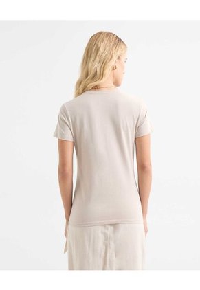 Camiseta Para Mujer Manga Corta Cuello Redondo Color Beige Marca Seven Seven #28096223