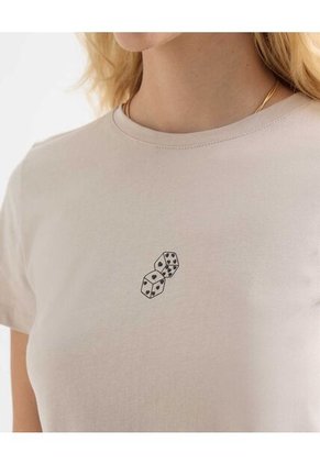 Camiseta Para Mujer Manga Corta Cuello Redondo Color Beige Marca Seven Seven #28096223